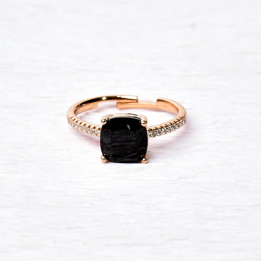 Emerald cut Black Adjustable Ring